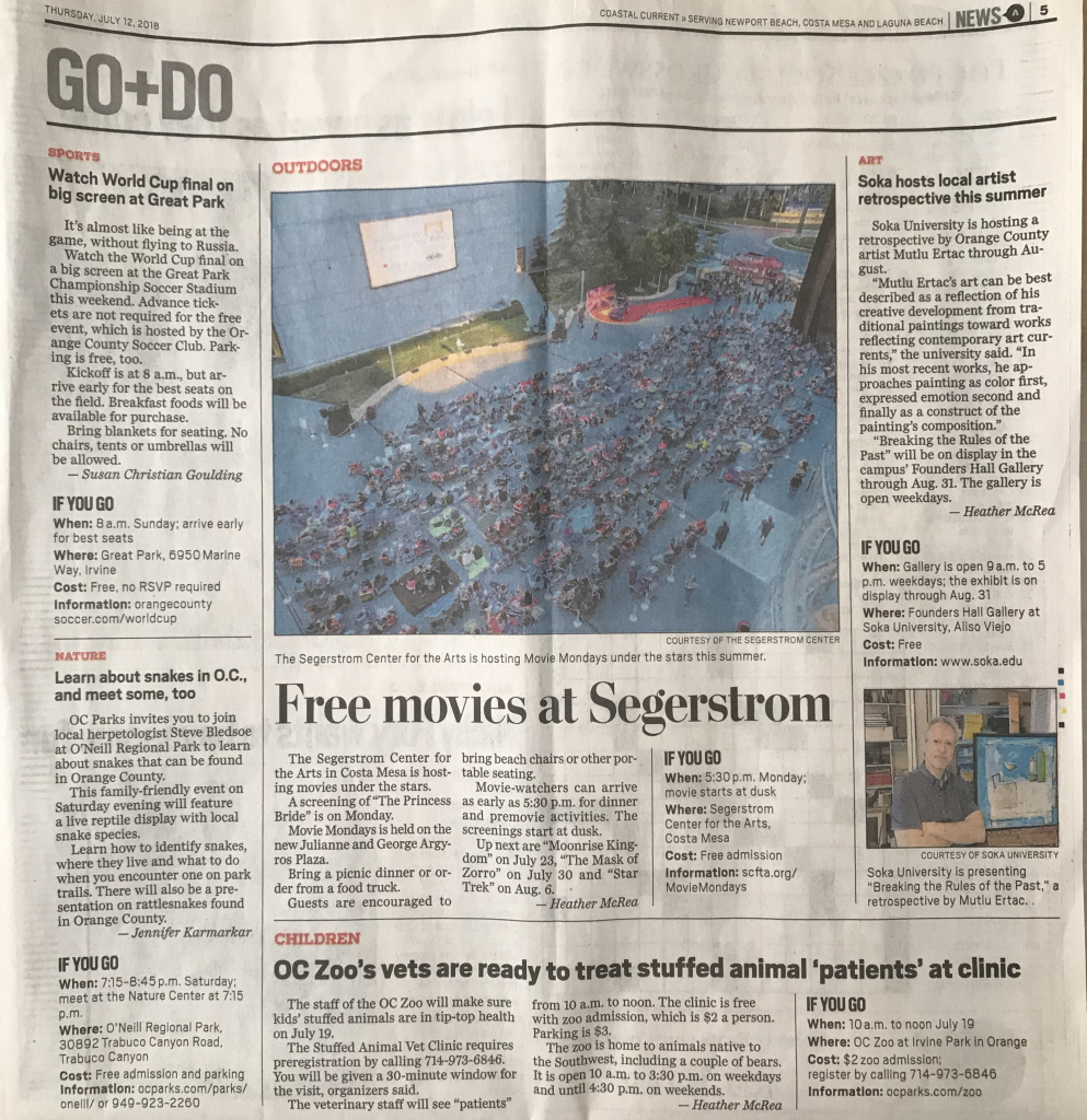 Coastal Current, July 12, 2018, on the Soka University retrospective.