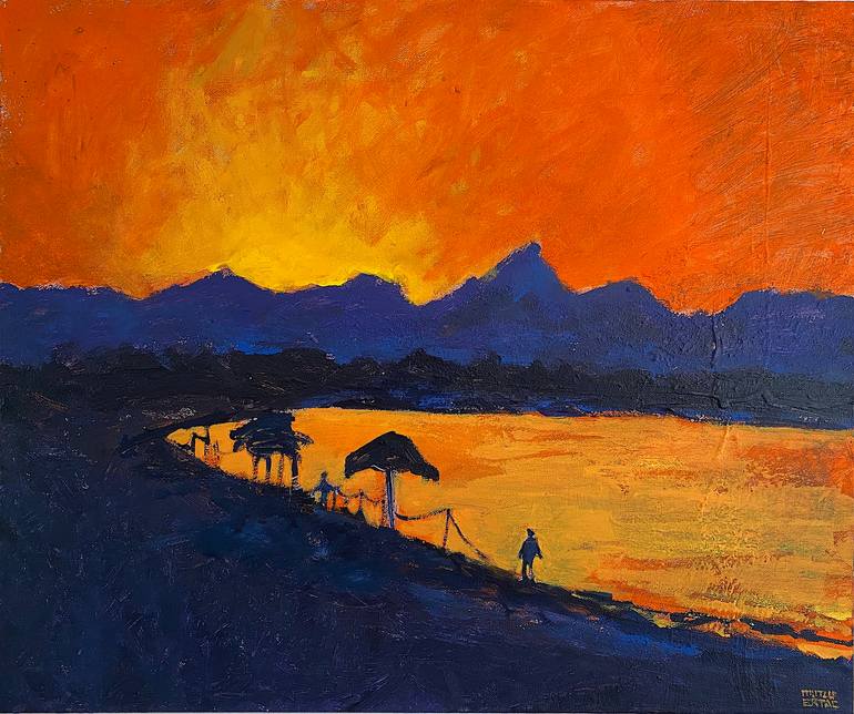 Stroll along the Beach, Acrylic on Canvas
