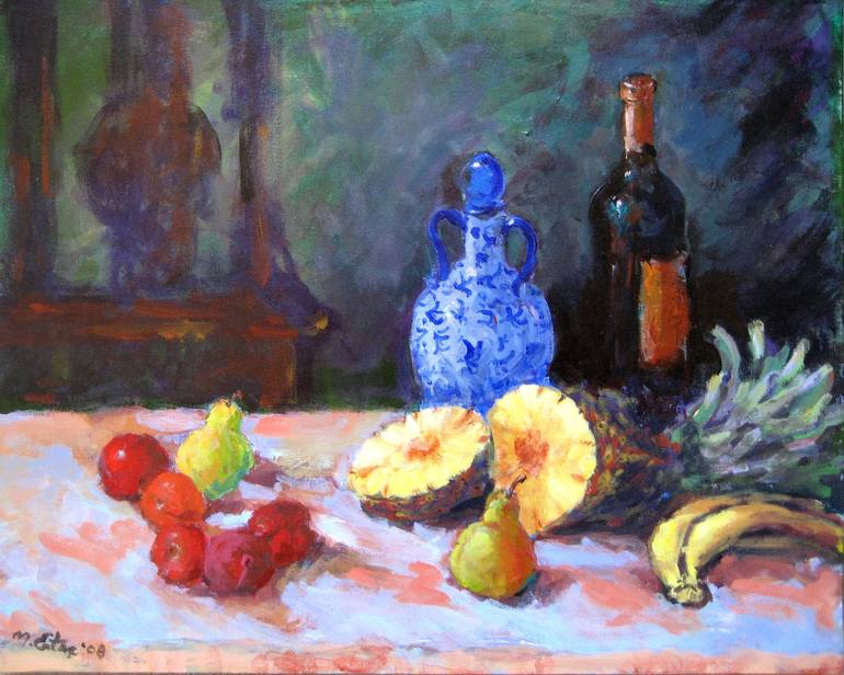 Pineapple and Wine, Acrylic on Canvas