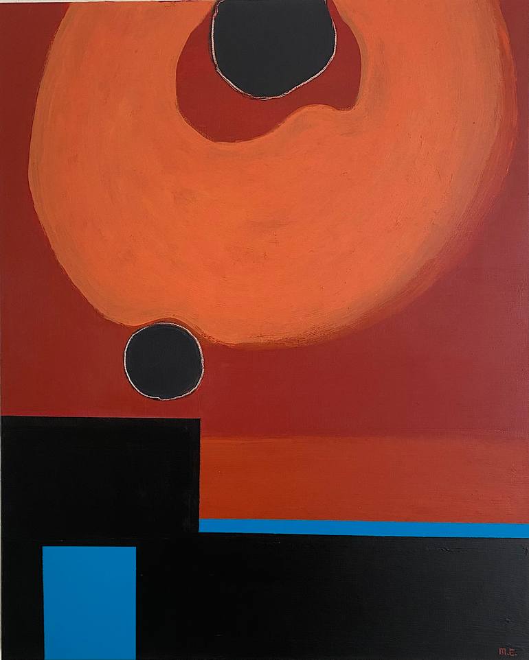 Abstract " Red and Blue" I, Acrylic on Canvas