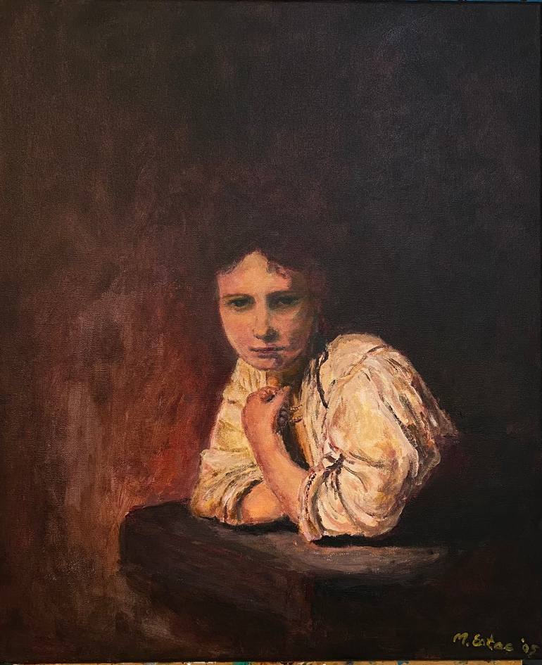 Girl at Window after Rembrandt, Acrylic on Canvas
