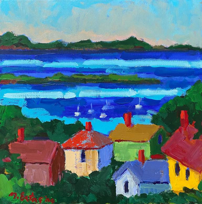 Houses by the Sea II, Acrylic on Canvas