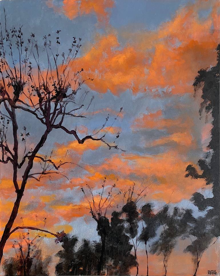 Sunset at Newport Beach, Acrylic on Canvas