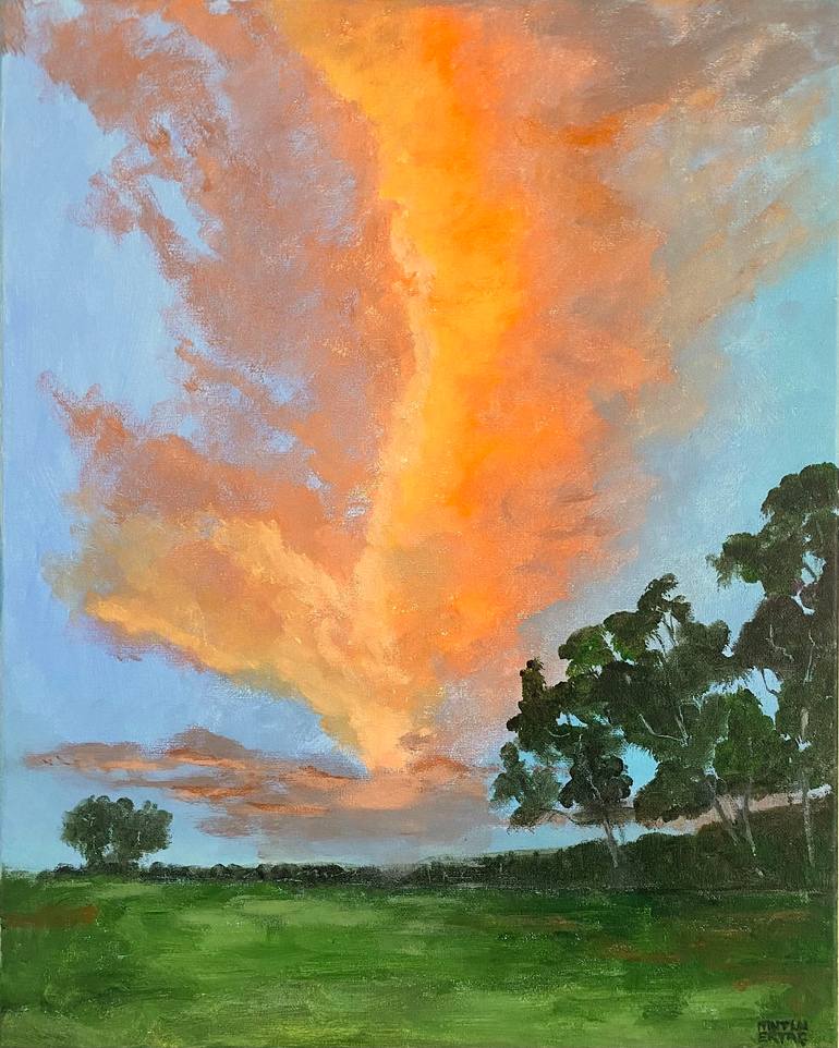 Sunset at Soccer Field, Acrylic on Canvas