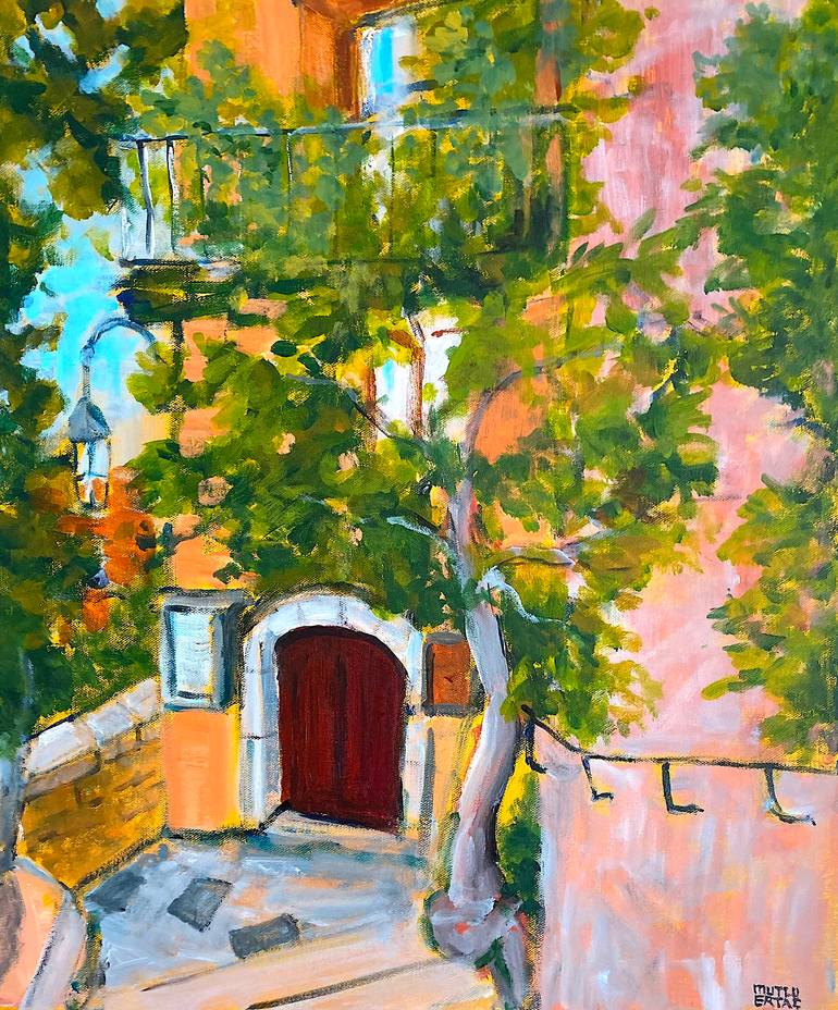 House in Eze, France., Acrylic on Canvas
