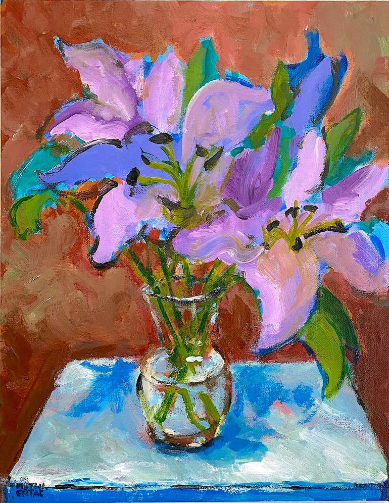 Stargazer Lilies., Acrylic on Canvas