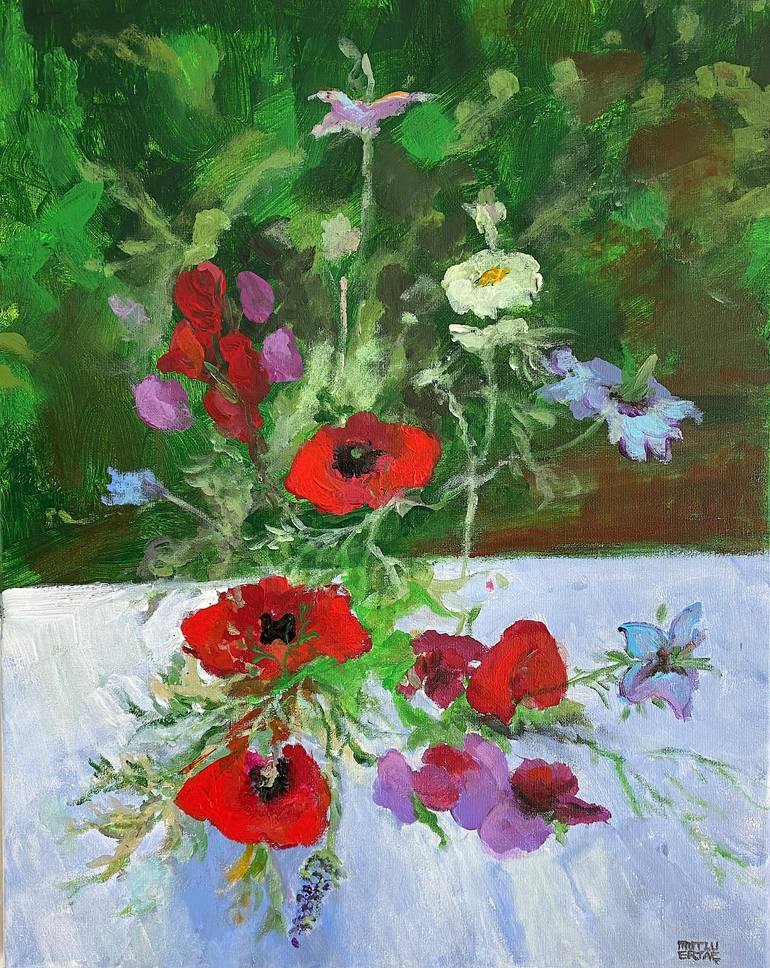 Whispers of Poppies in the Breeze., Acrylic on Canvas