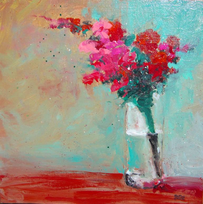 Flowers in Vase, Acrylic on Canvas