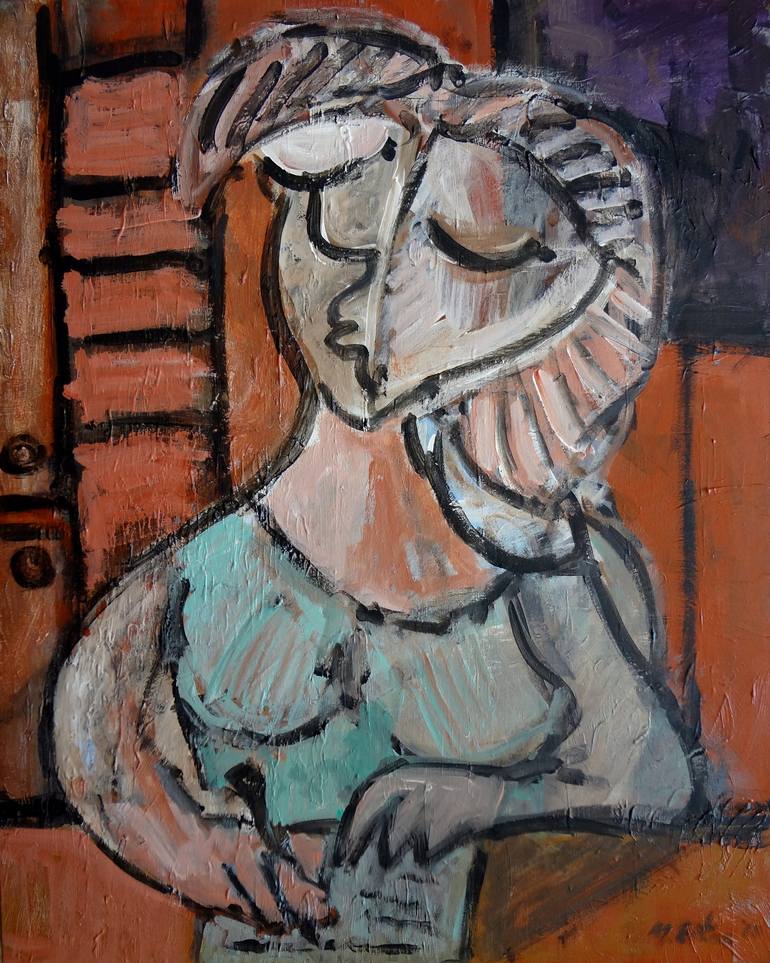 "Femme ecrivant "after Picasso, Acrylic on Canvas