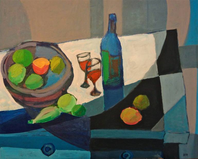 Still life with Fruit Bowl, Acrylic on Canvas