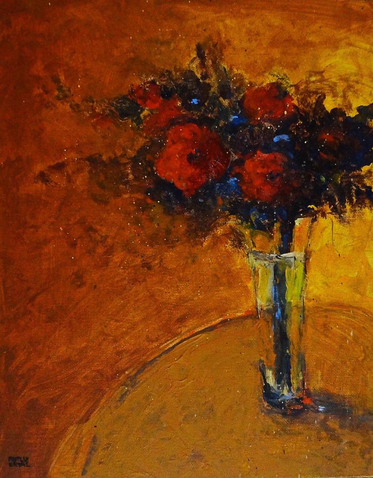 Red Flowers, Acrylic on Canvas
