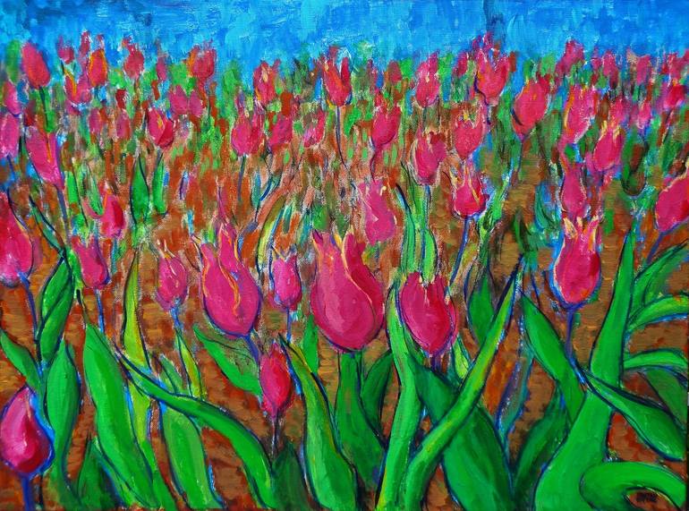 Tulip Field, Acrylic on Canvas
