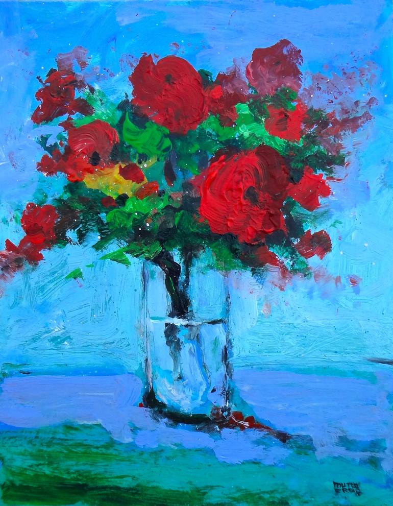 Red Flowers, Acrylic on Other
