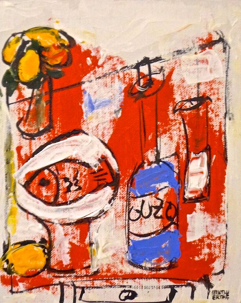 Dinner, Acrylic and Ink on Canvas