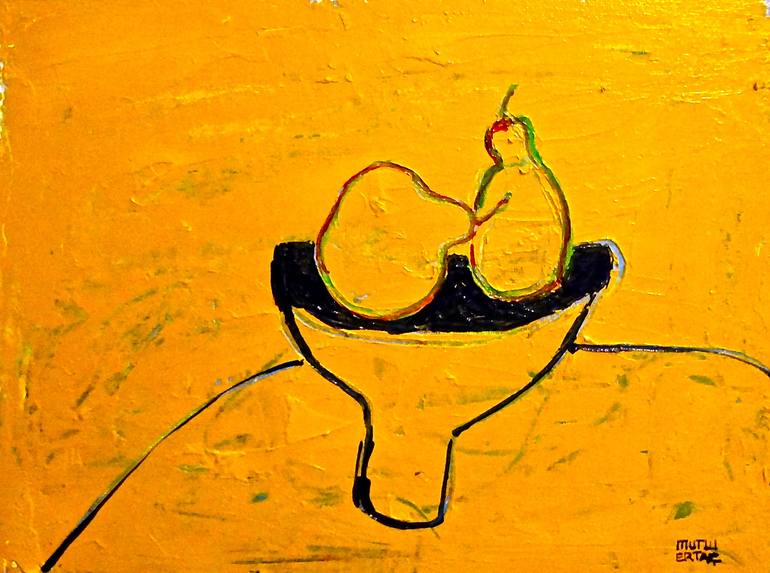 Still Life with Pears, Acrylic and Ink on Canvas