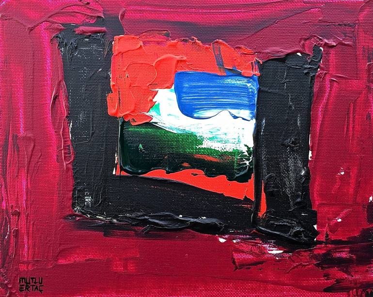 Beach at Sunset, Acrylic and Ink on Canvas