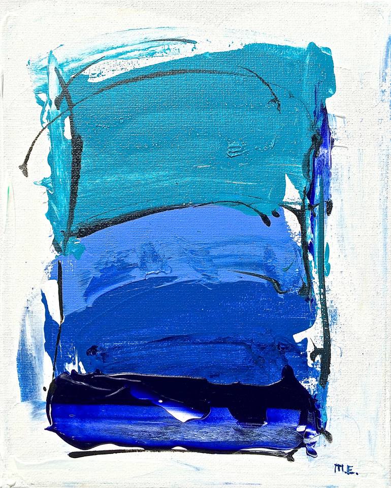 Blue Day by the Sea, Acrylic and Ink on Canvas