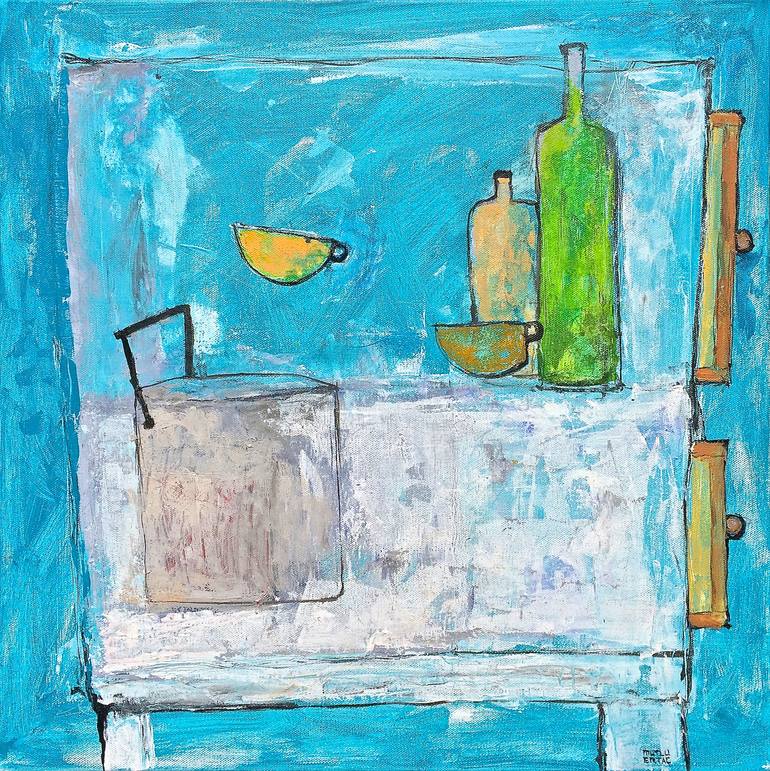 Kitchen Objects, Acrylic and Ink on Canvas