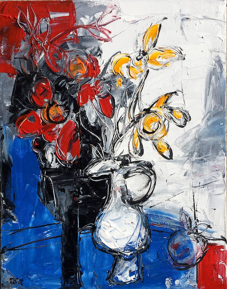 Red, White and Blue, Acrylic and Ink on Canvas