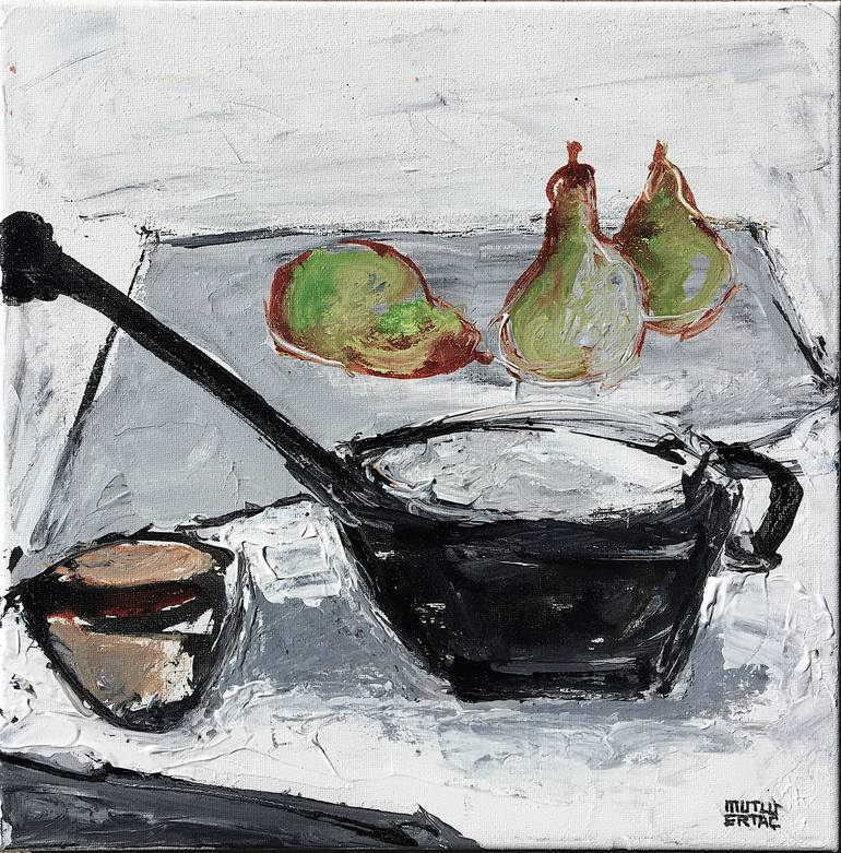 Pears, Acrylic and Ink on Canvas