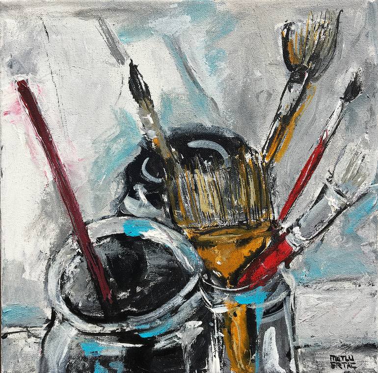 Paint Brushes, Acrylic and Ink on Canvas