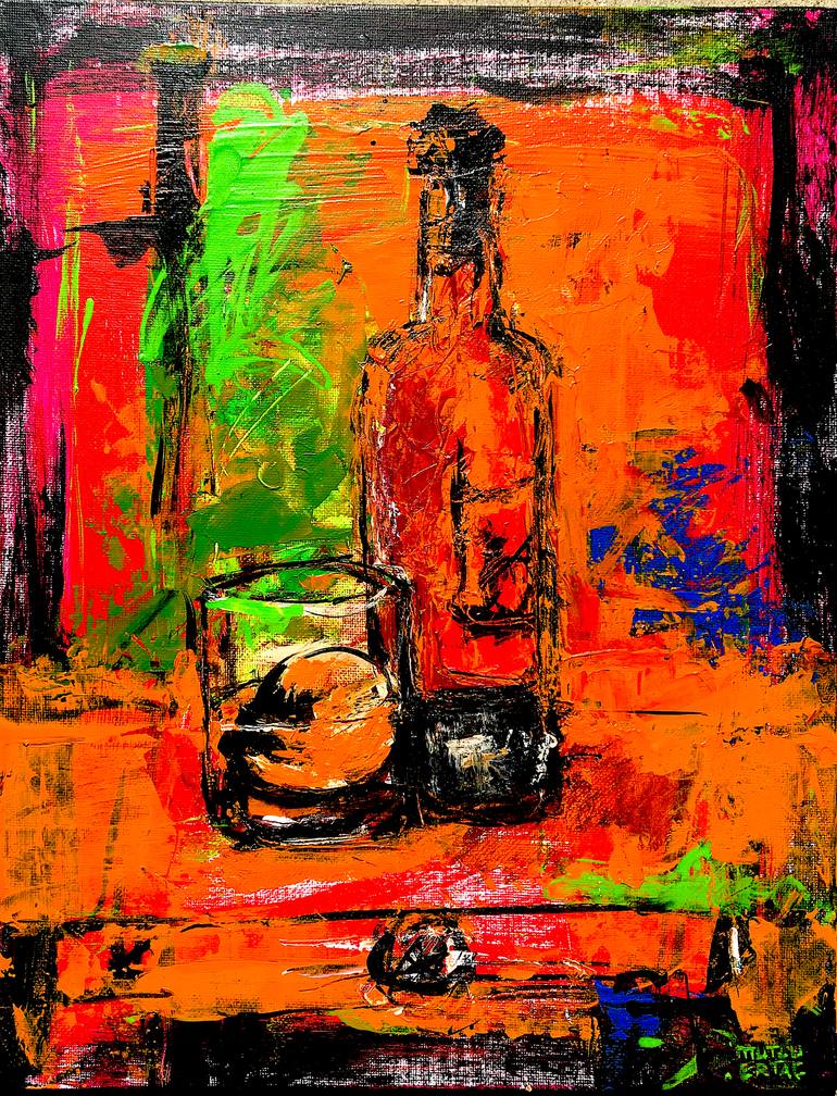 Evening Blues, Acrylic and Ink on Canvas