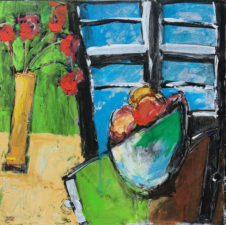 Sunday Morning by The Window, Acrylic and Ink on Canvas