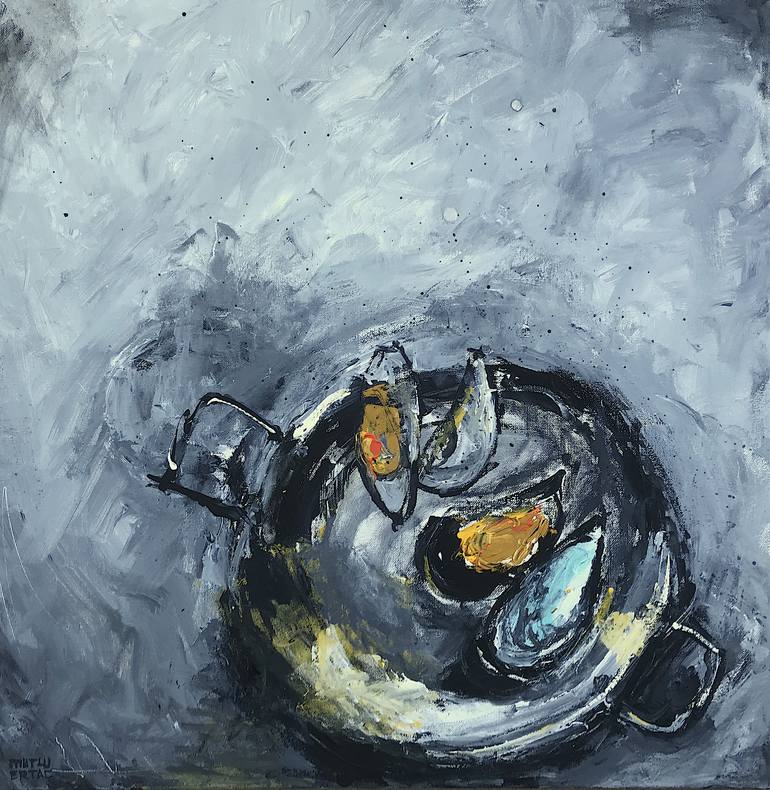 Mussels, Acrylic and Ink on Canvas