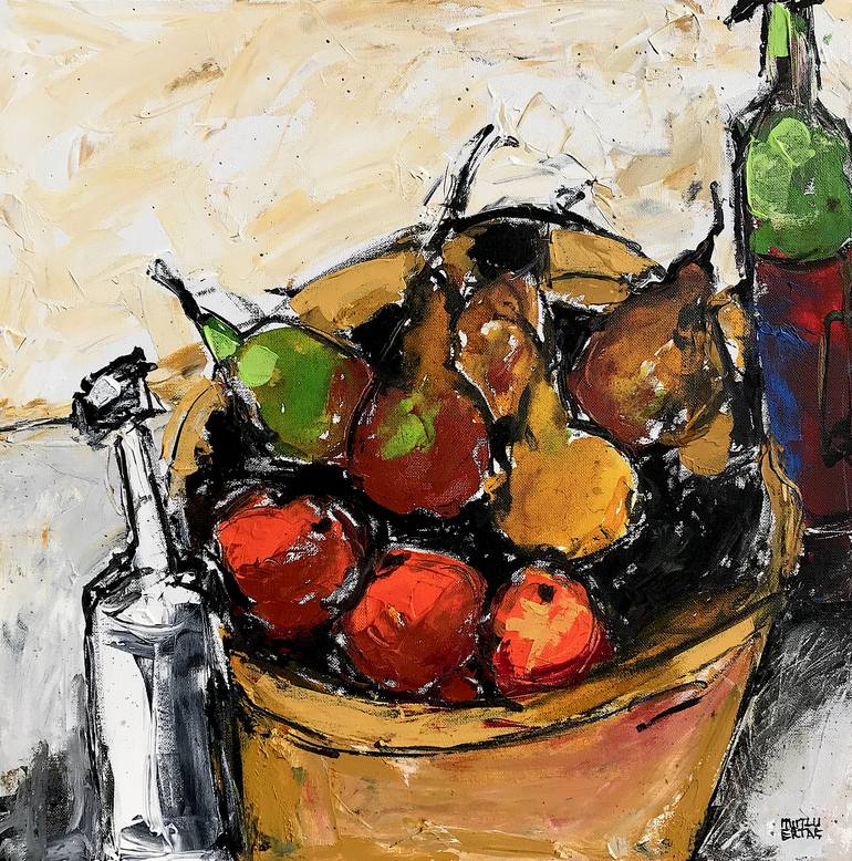 Plenty of Pears, Acrylic and Ink on Canvas