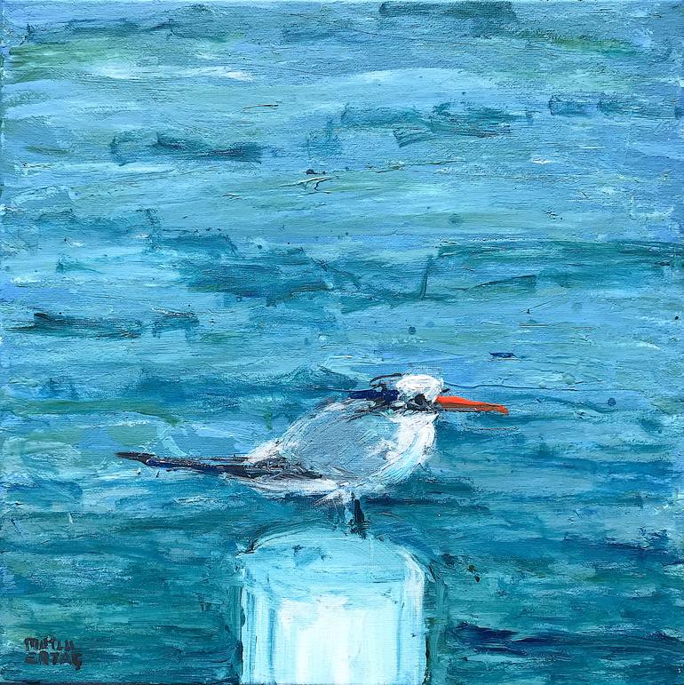 Royal Tern, Acrylic and Ink on Canvas