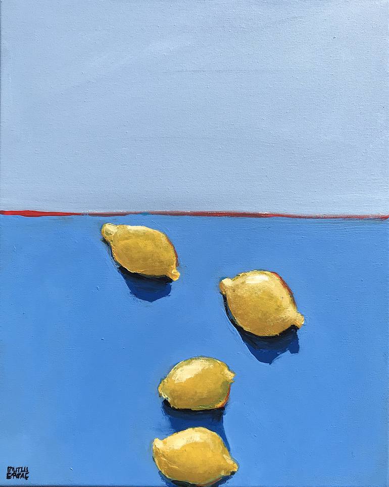 Lemons-Homage to Staprans, Acrylic and Ink on Canvas