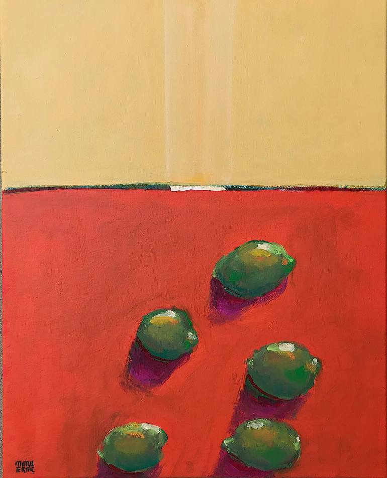 Limes, Acrylic and Ink on Canvas