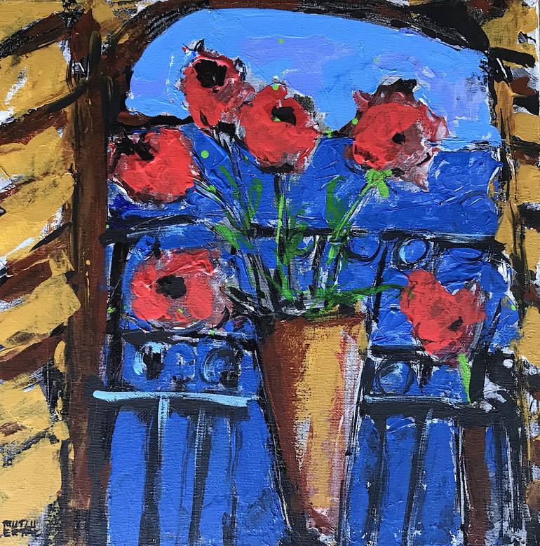 View From a Balcony, Acrylic and Ink on Canvas