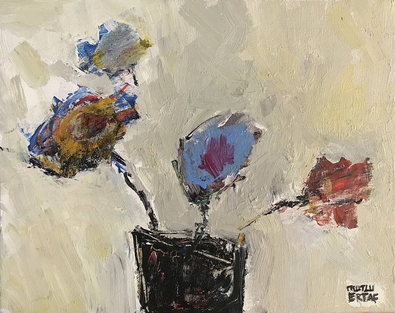 Flowers in Spring Time, Acrylic and Ink on Canvas