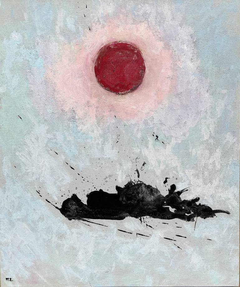 Crimson Blues, Acrylic and Ink on Canvas