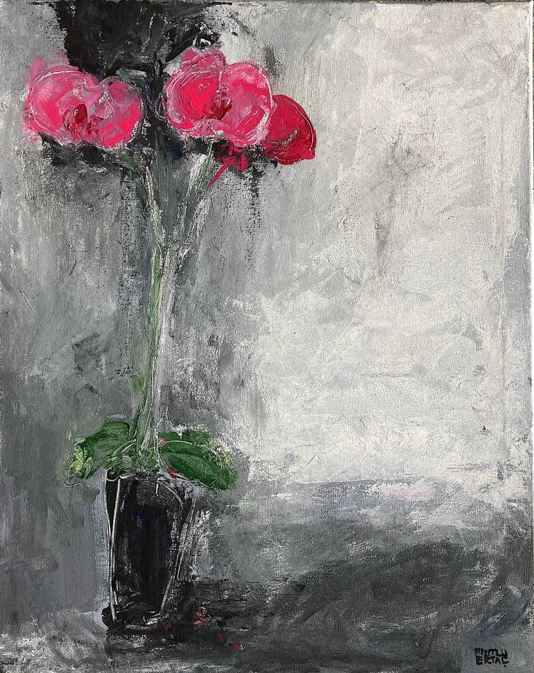 Orchids, Acrylic and Ink on Canvas