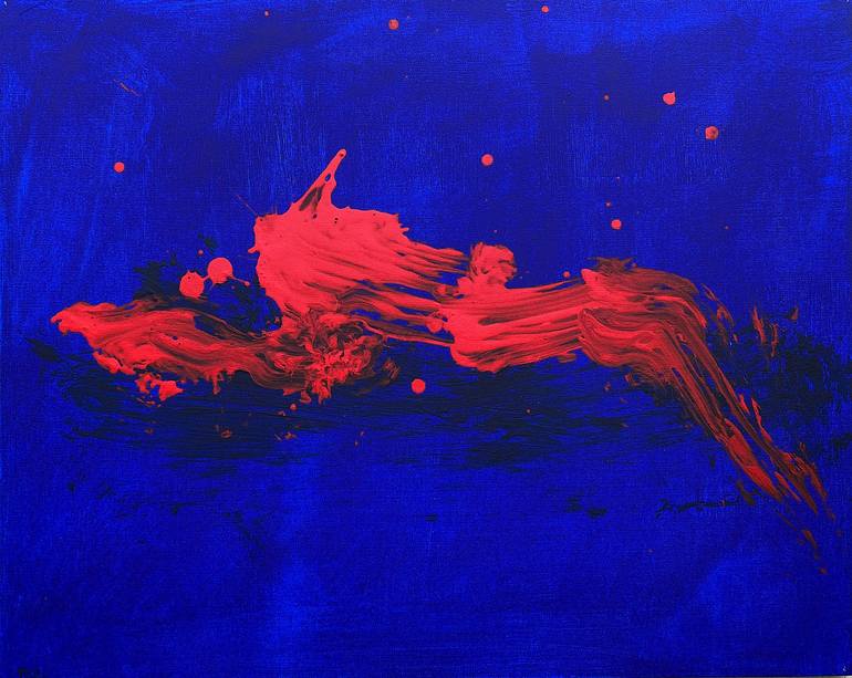 Blues, Acrylic and Ink on Canvas