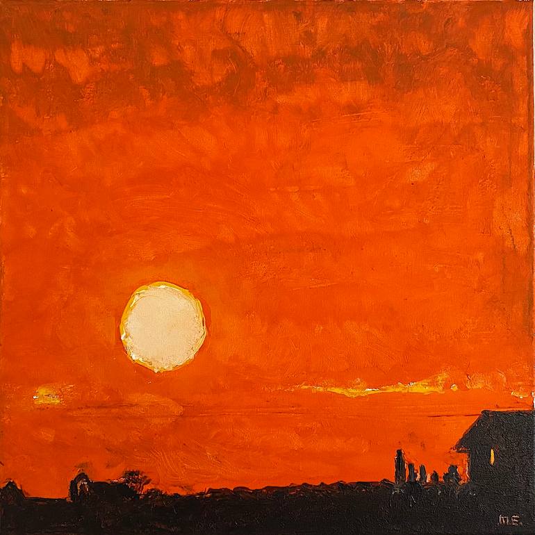 Sunset at Newport Coast, Acrylic and Ink on Canvas